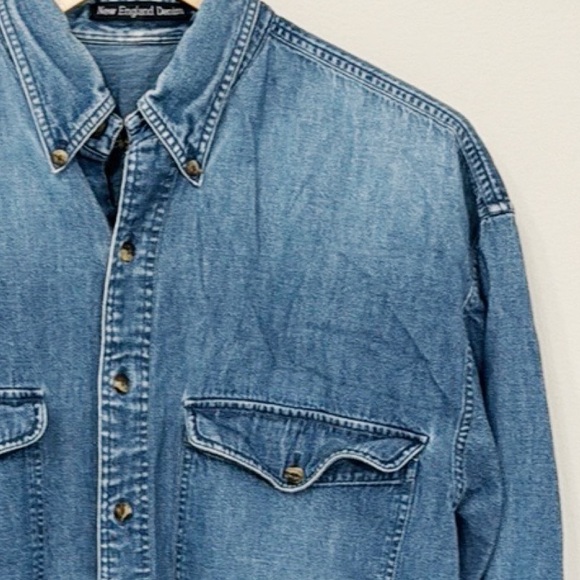 NEW ENGLAND DENIM USA Gant Shirt Button Down With Front Pockets Size Medium - Picture 3 of 8